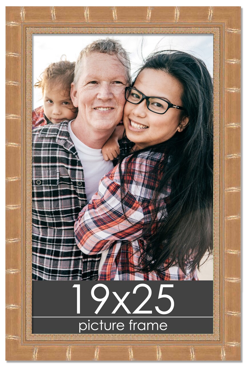 19x25 Modern Bamboo Picture Frame with UV-Resistant Acrylic & Acid Free Backing, Available in 5 Finishes - Gold, Silver, Brown, Black, and Natural